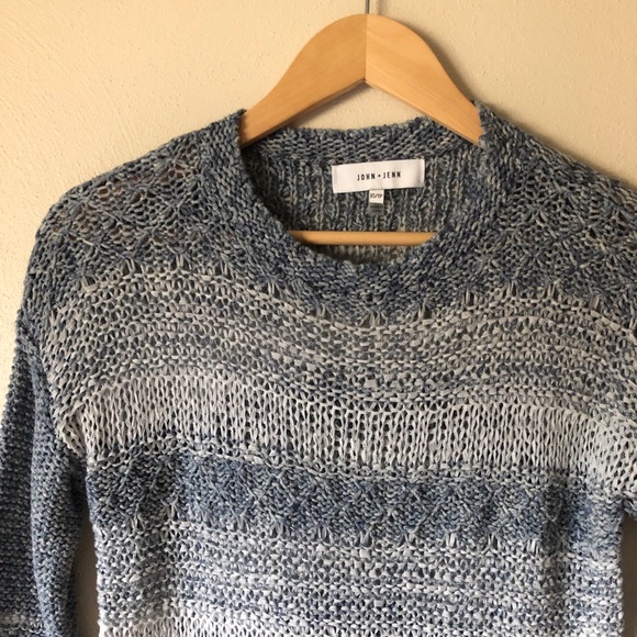 Closet closing, make offer! John + Jenn Loose Knit Blue Striped Sweater XS - Picture 2 of 6